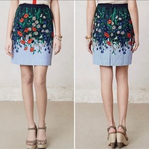 ANTHROPOLOGIE Postmark Floral Striped Slim A-Line Skirt Size 4